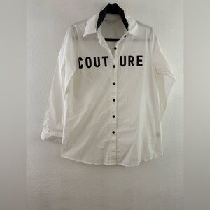 Muy Muy white double neck button down T-shirt size S  new with tags